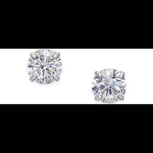 Brand New Cubic Zirconia 14K White Gold Stud Earrings